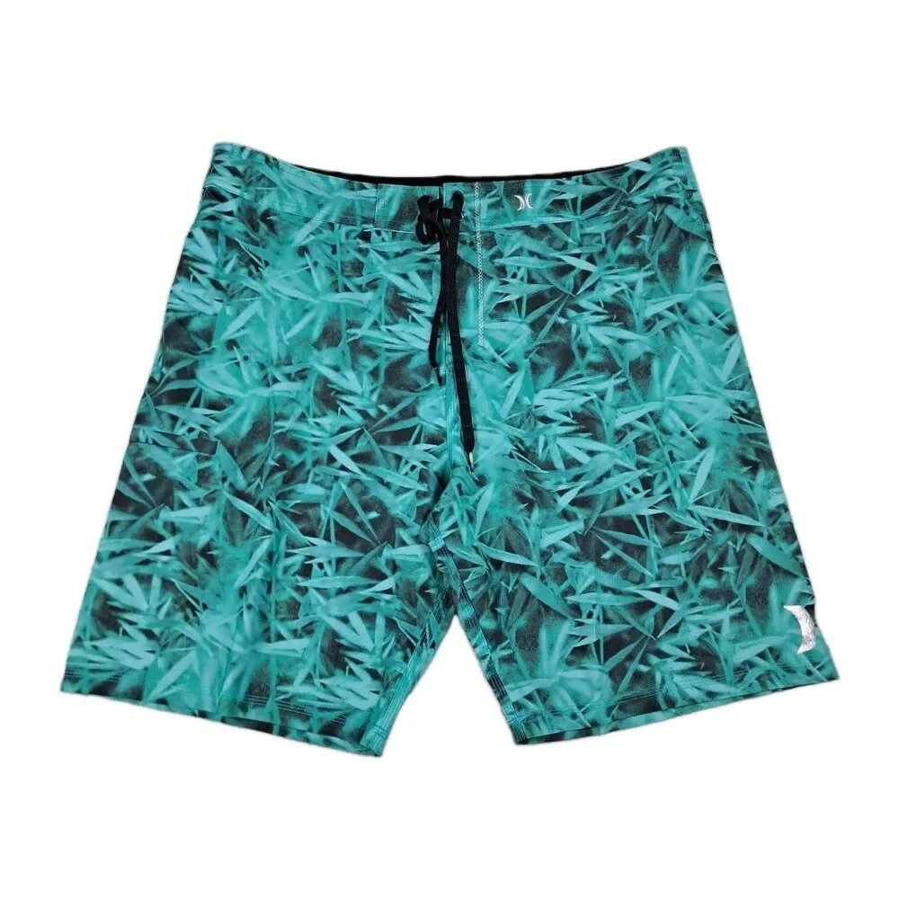 Hurley Phantom Board Shorts Mens 38 Green Black Floral Unlined Beach Summer